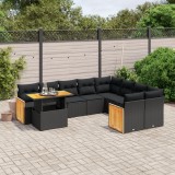 Gossi set canapele de gradina cu perne, 10 piese, negru, poliratan