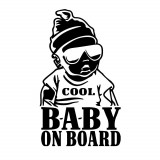 Cumpara ieftin Sticker Decorativ Auto Baby On Board Cool 20 x 12 cm Model 26 Negru, Oem