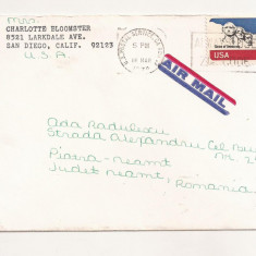 FD11 - Plic Circulat international SUA - Romania , 1974