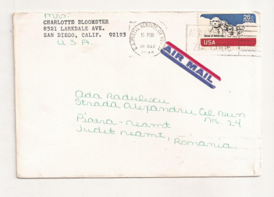 FD11 - Plic Circulat international SUA - Romania , 1974 foto