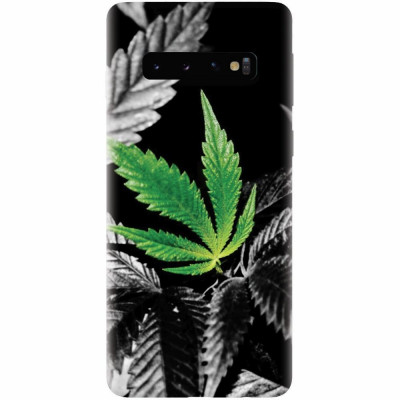 Husa silicon pentru Samsung Galaxy S10, Trippy Pot Leaf Green foto