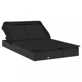 Cumpara ieftin Sezlong 2 pers. acoperis pliabil negru 213x118x97 cm poliratan