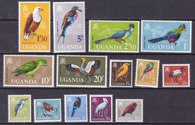 Uganda 1965 fauna pasari MI 87-100 MNH foto