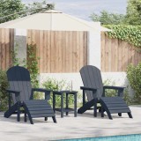 Scaune Adirondack cu suport pentru picioare 2 pcs Bleumarin HDPE
