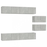 Cumpara ieftin Set dulap TV, 6 piese, gri beton, lemn prelucrat