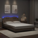 VidaXL Cadru de pat lumini LED, cappuccino, 140x200 cm piele ecologică