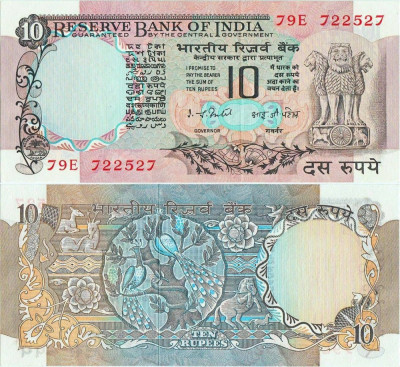 1977 , 10 rupees ( P-81d ) - India - stare aUNC foto