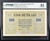 100 Lei BGR 1917 gradata PMG 45 , XF, Banca Generala Romana , Raritate