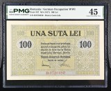 100 Lei BGR 1917 gradata PMG 45 , XF, Banca Generala Romana , Raritate