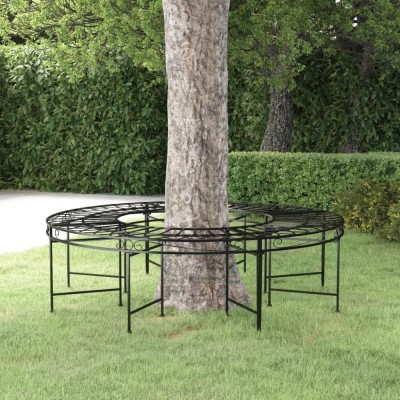 Bancă circulară de copac, negru, &amp;Oslash;160 cm, oțel foto