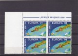 COSMOS EUROPA, BLOC DE 4 TIMBRE,1991 MNH ** ROMANIA., Spatiu, Nestampilat