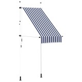 Cumpara ieftin Copertina retractabila manual, dungi albastru si alb, 100 cm
