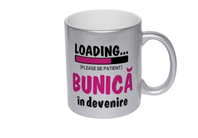 Cana sidefata argintie personalizata Loading Bunica in devenire foto