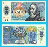 Cehoslovacia (pick 95) 20 Korun 1988 aUNC serie: E44 241370; Seria Brunovsk&yacute; (considerată una din cele mai artistice serii din Europa)