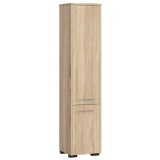 Dulap baie, placa laminata, 5 rafturi, 2 usi, stejar Sonoma, 30x30x140 cm