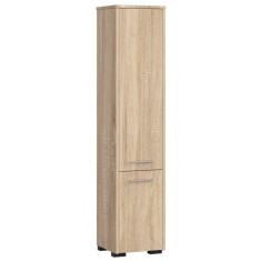 Dulap baie, placa laminata, 5 rafturi, 2 usi, stejar Sonoma, 30x30x140 cm