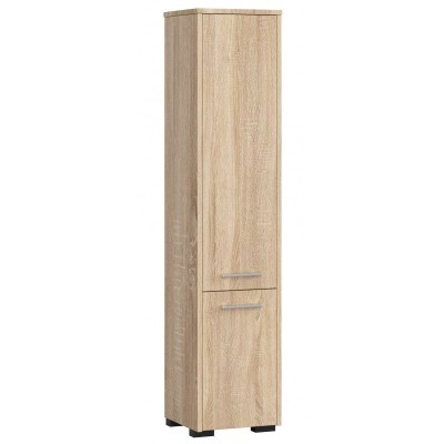 Dulap baie, placa laminata, 5 rafturi, 2 usi, stejar Sonoma, 30x30x140 cm foto