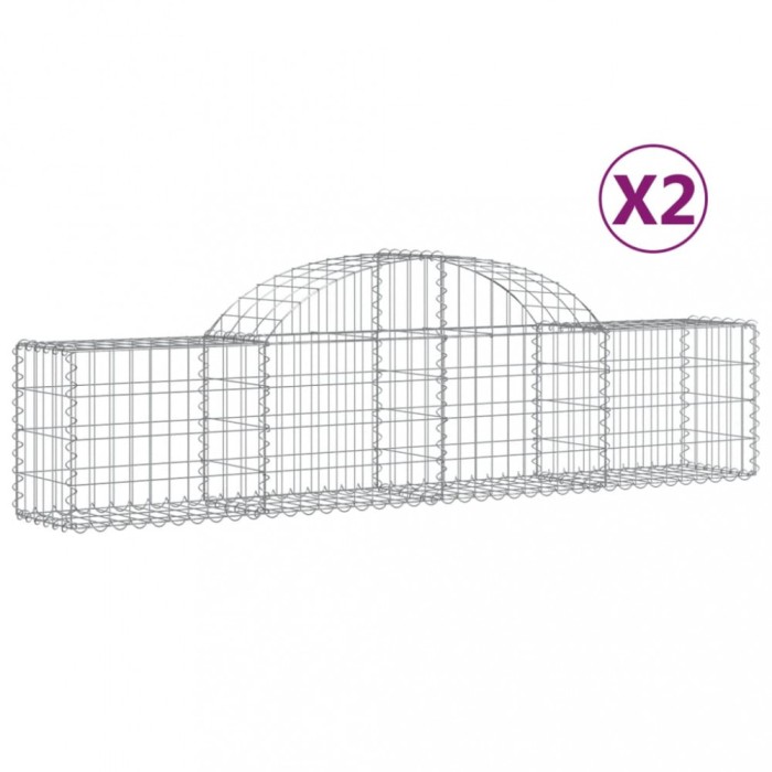 Cosuri gabion arcuite 2 buc, 200x30x40/60 cm, fier galvanizat