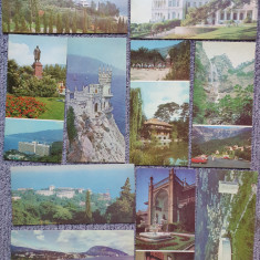 10 vederi din Yalta Ialta Crimeea, URSS, anii 80. Dimensiunea 22x11 cm