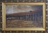 Lazzaro Pasini (1861-1949)-Lazaretul din Milano, pictură veche, Peisaje, Ulei, Impresionism