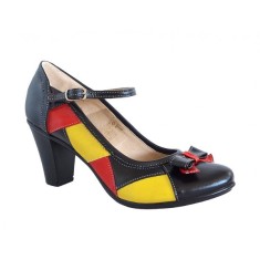 Pantofi dama din piele naturala, toc de 7cm - P13423NRG