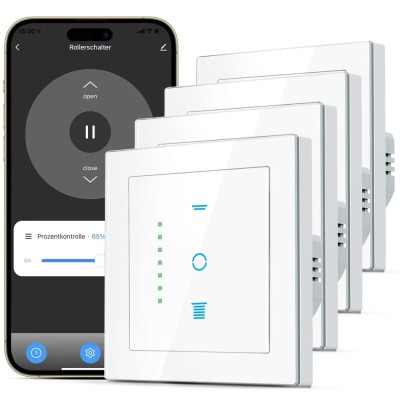 Intrerupator Smart pentru Jaluzele, Compatibil cu Alexa, Google Home si Siri, pentru Rulouri si Draperii Set 4 Bucati, Compact - CN foto