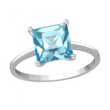 Inel argint, Patrat cu cristale Swarovski Blue Light, Marimea 52, A4S39224