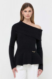 Cumpara ieftin Elisabetta Franchi pulover femei, culoarea negru, călduros, cu guler