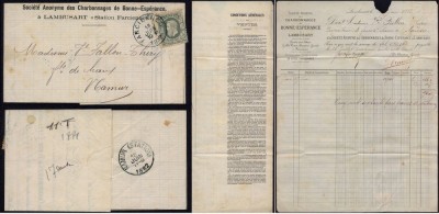 Belgium 1882 Cover + Content Farciennes to Namur - Colliery DB.233 foto