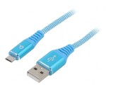 Cablu USB 2.0 A-Micro B Aurit 2m Turcoaz, Gembird
