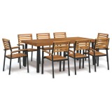 Cumpara ieftin Set mobilier de grădină, 9 piese, lemn masiv de acacia și metal
