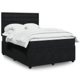 vidaXL Pat box spring cu saltea, negru, 140x200 cm, catifea 3294672