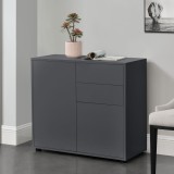 Cumpara ieftin Comoda cu 2 Sertare si 2 Usi, Culoare Gri Inchis Mat Antracit, Dimensiuni 74x79x36 cm, [en.casa]