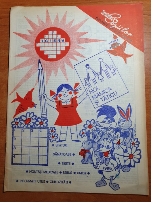 revista sanatatea copiilor 1986-rebus,umor,sfaturi sanatoase,teste,curiozitati