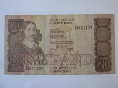 Rara! Africa de Sud 20 Rand 1982 semnătura #6 foto