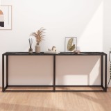 Cumpara ieftin Masă consolă, negru marmură, 200x35x75,5 cm, sticlă securizată