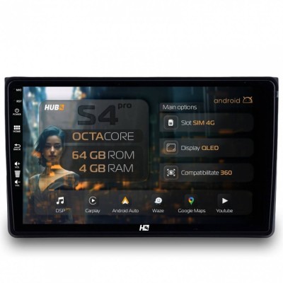 Navigatie Audi A4(B6 B7) Seat Exeo 4GB RAM Android 13 Octacore Slot Sim 4G DSP GPS Wi-FI Carplay Android Auto USB Bluetooth Waze Touchscreen 9 inch foto