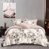 Lenjerie de pat 6 Piese Bumbac 100% Finet -Flori Crem