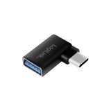 ADAPTOR LOGILINK, pt. smartphone, USB 3.2 Type-C (T) la USB 2.0 (M), USB-C 90 grade, pana la 5V / 3A 15W, negru, &quot;AU0055&quot; (timbru verde 0.08 lei)