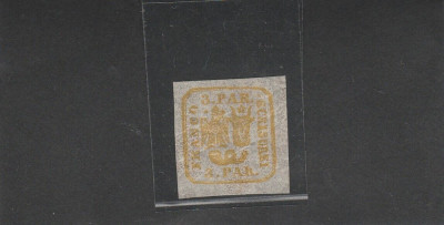 Principatele Unite-1864-3 parale-galben-Emisiunea a doua-hartie subtire MNH foto