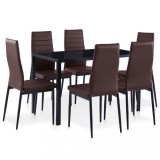 Set mobilier de bucatarie, 7 piese, maro