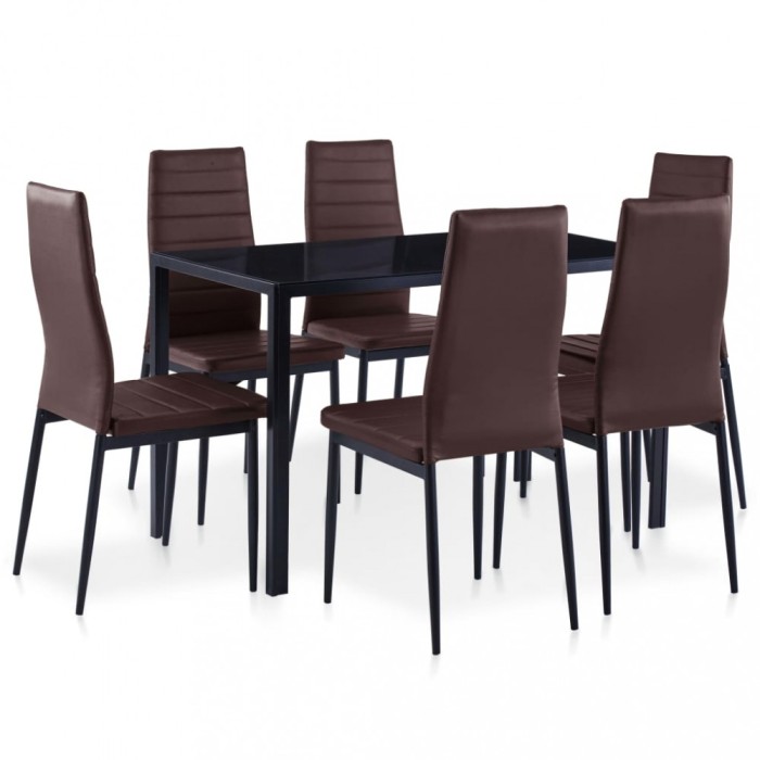Set mobilier de bucatarie, 7 piese, maro