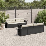 Cumpara ieftin Gossi set mobilier de gradina cu perne, 9 piese, negru, poliratan