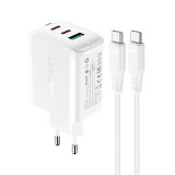 &Icirc;ncărcător Acefast 2 &icirc;n 1 2x USB Type C / USB 65W, PD, QC 3.0, AFC, FCP (set Cu Cablu) Alb (A13 Alb) A13 WHITE