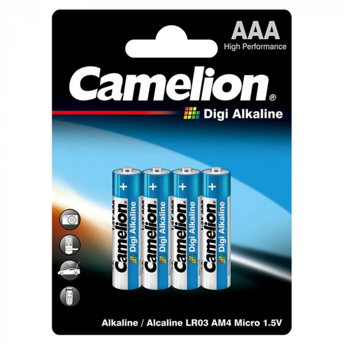 Baterii Alcaline AAA LR3 1.5V Camelion Digi Blister 4