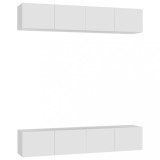 Cumpara ieftin Comode TV, 4 buc., alb, 80x30x30 cm, lemn compozit