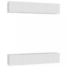 Comode TV, 4 buc., alb, 80x30x30 cm, lemn compozit foto