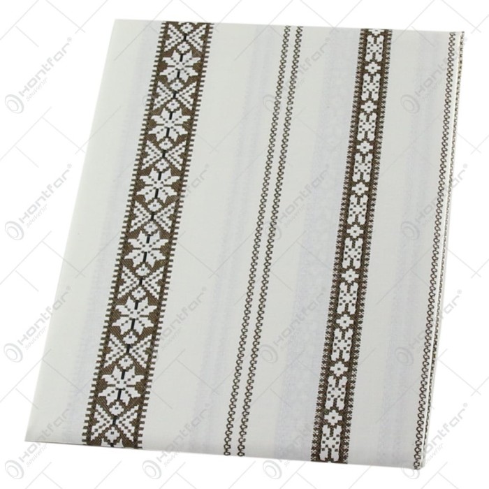 Fata de masa cu motiv traditional 140&times;220 CM, din bumbac, maro