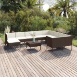 vidaXL Set mobilier de grădină cu perne, 11 piese, maro, poliratan 3094503