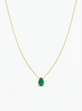 Cumpara ieftin Colier din Argint 925 Placat cu Aur , zEmerald Teardrop Solitaire, - Lant cu Pandantiv Lacrima Verde Smarald